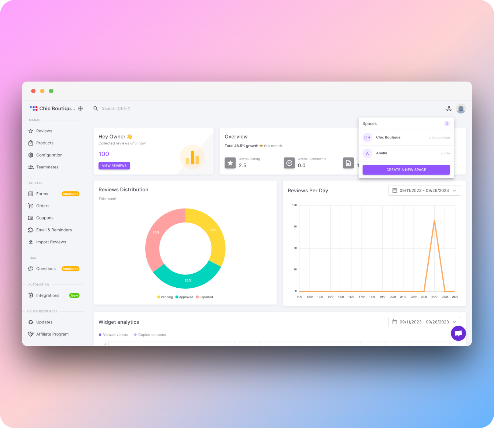 rewindr dashboard